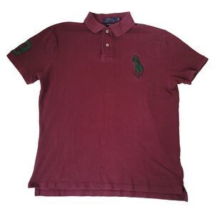 Polo Ralph Lauren Mens L Maroon Big Pony #3 Short Sleeve Polo Shirt